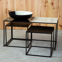 Fifty Five South Coffee & Side Table Set Rasmus Metal Ombre Black/White 3 Piece