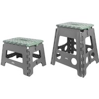 JVL Folding Step Stool Set, Small & Large, Grey