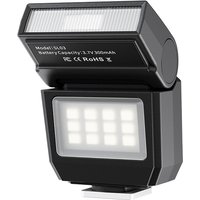 Ulanzi SL03 mini-reportageflitser met videolamp, flitsschoen met enkelvoudig contact, voor digitale spiegelreflexcamera's van Sony/Canon/Fuji, richtgetal 8, 6500 K, 90° verstelbaar, 4 vermogensniveaus (1/8–1/1), zwart