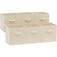 ANQI Collapsible Fabric Storage Cubes Organizer with Handles,, Beige, 10.5-x-10.5-x-11-inch, Pack of 6