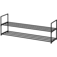 Ochama 2-Tier Shoe Rack, Shoe Organizer, Metal Storage Shelf, for 15-18 Pairs, Stackable, for Entryway, Black