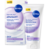 NIVEA Verzachtende Dagcrème - Gevoelige huid - SPF 15 - Parfumvrij en pH-neutraal - Met zouthoutextract en druivenpitolie - 50 ml