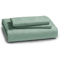 Beddengoed, 155 x 220 cm, met kussensloop van 80 x 80 cm, microvezel, voor eenpersoonsbed, met rits, lichtgroen, 90% polyester