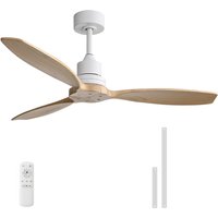 Sofucor 52K076 52 inch Downrod Wit Plafondventilator Zonder Licht Met Houten Bladen