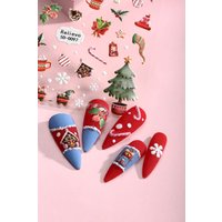MeoMagic Meowmagic kerst gelnagelstickers zelfklevende 5D-reliëf nageldecoratie 5D-0329 1 vel