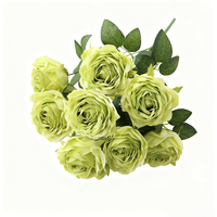 1Pc 18.89in/48cm Artificial Roses Flowers Arrangement Silk Bouquet for Home Office Parties Bridal and Wedding Decoration(green)