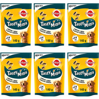 Pedigree Tasty Minis Adult Dog Treats Cheese & Beef Nibbles 140g x 6 Packs