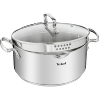 Tefal Duetto+ steelpan 16 cm met deksel G71942 (Ovenbestendig tot 250°C (exclusief deksel), geschikt voor alle warmtebronnen, roestvrij staal, glazen deksel)