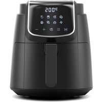 Midea 4 L airfryer met LED-touchscreen, 1500 W, 8 kookfuncties, 35-200 °C, vaatwasserbestendig, HeatXpress-technologie, schudherinnering, 41 recepten, bakken, grillen, ontdooien, zwart