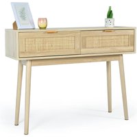 GRAVFORCE Console Table Slim Console Table for Hallway 2 Tier Entryway Table with 2 Drawers and Open Storage Shelf for Living Room Home and Office