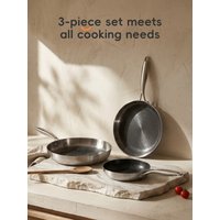 PURECOOK Stainless Steel Frying Pan Series | 304 Stainless Steel | 3-Piece Cut-Edge Frying Pan Set