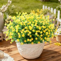 8Pcs 13.8in/35cm Artificial Fake Flowers No Fade Boxwood Faux Plastic Plants for Garden Patio Porch Window Box Home Wedding Farmhouse Décor(yellow)