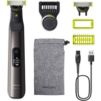 Philips OneBlade Pro 360 Trimmer for Face & Body – Dual-Sided Blade, 120Min Runtime – Black/Silver QP6552/30