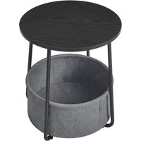 Ochama Side Table, Round End Table with Fabric Basket, for Living Room Bedroom, Bedside Table, Modern Style, Black