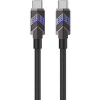 PAVAREAL Q53CTC100W automatic power-off&color changing zinc alloy super fast charging data cable black