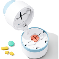 Pill Cutter 1/4 - Pill Splitter with Stainless Steel Blade for Cutting Small Pills or Large Pills in one Fourth, Suitable for Cuting Vitamins, Tablets (1-4 Blue)