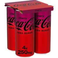 Coca-Cola Zero Sugar Cherry Soda - 4 x 250 ml