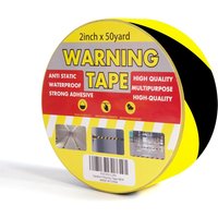 TAPEBEAR gevaar- en waarschuwingstape, 2 inch x 150 ft (50 yd), zelfklevende waarschuwingstape voor traptreden, goed zichtbare geel-zwarte tape voor bouwplaatswaarschuwingen buitenshuis, gevarenzone