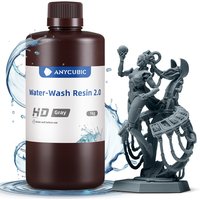 ANYCUBIC water washable resin 2.0 405nm UV standaard fotopolymeerhars, lage geur, makkelijk te reinigen voor LCD/DLP/SLA 3D-printers (HD grijs, 1 kg)