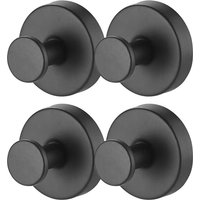JORDAN&JUDY 4-Pack Black Suction Cup Hooks, Versatile, Easy to Install