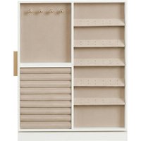 Ochama 360° Rotating Jewellery Organiser, Vertical Storage Box with Glass Window, 7 Drawers, Gift Idea, White