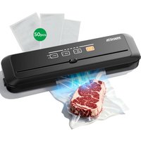 ATSHARK 5-In-1 Vacuum Sealer – High Pressure Touchscreen Design, Fast and Convenient, Includes 50 Vacuum Bags, Ideal for Home Food Preservation, Black, VS6621