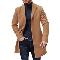Men's Trench Coat Slim fit Notch Lapel Single Breasted Top Coat Winter Warm Business Long Jacket Overcoat (khaki, S)