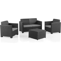 SP Berner Evo Comfort Graphite Outdoor Set – Ruime 4-delig tuinlounge - Duurzame opbergoplossing van gerecycled kunststof, Gemaakt in Spanje