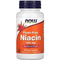 NOW Foods Niacin Flush Free Vitamin B3 250mg Daily Wellness Support Capsules - 90 Vegan Capsules