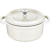 COOKER KING Chuanjia Cast Iron Enamel Casserole Dutch Oven Heavy Duty Even Heating Long Heat Retention Cookware Almond White 24cm