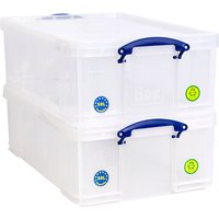 Really Useful Stackable Plastic Storage Box 50L Clear (Pack of 2)