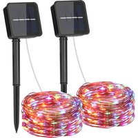 Vivreal 2PCS Solar Copper Wire String Lights – 8M (26 ft) 80 LEDs Multi-Color, Waterproof Outdoor Fairy Lights for Garden, Patio & Holiday Decoration, New Year Sale , Top gift picks