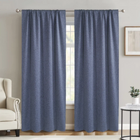 MEROPE, Gordijn van polyester met denimlook, 136x250cm, blauw, set van 2