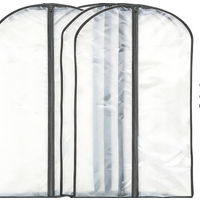 ANQI Zippered Peva Garment Storage Bag, 3-Pack, White45"