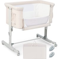 Draagbare babybedjes naast het bed met 5 verstelbare hoogte-instellingen en reistas - Beige