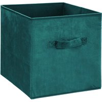 5five blauwe fluwelen opbergbox - 31 x 31 cm, petrolgroen