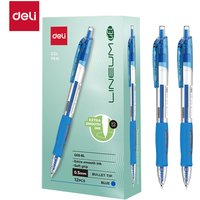Deli 0.5mm Gel Pens, Office Writing Supplies, Blue, 12-Pack