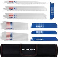 WORKPRO Saw Blade for Wood, Metal & Plastic, Set of 32 Pieces, Reciprocating Saw Blades with Bag, Compatible with Bosch / Dewalt / Makita / Ryobi / Milwaukee