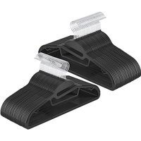 Ochama 50 Pack Plastic Coat Hangers – Black, 41.5 cm Long, Ultra-Thin 0.5 cm Profile – U-Shaped Opening for Easy Use, Non-Slip, Space-Efficient, with 360° Rotating Hook, 41x22x0.6cm