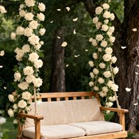 Wei's Moment Pack of 3 (2 metres) Artificial Flower Garland Champagne Peony Garland Artificial Flower Garland Roses Silk Flowers Garland Artificial Flowers Hanging Rose Garland for Wedding Home Decor