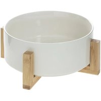 Secret de Gourmet Bamboe en witte keramische saladekom - 23 cm, wit