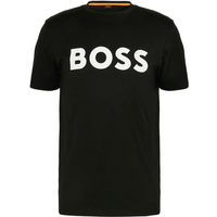 BOSS Cotton-Jersey T-shirt with Large Logo Print - Black