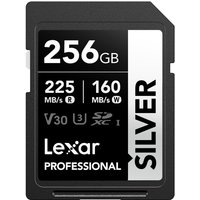 Lexar 256GB SD Card Silver, Up to 205MB/s Read, 140MB/s Write, SDXC UHS-I Memory Card, Class 10, U3, V30, SD Card for Professional Photographers, Videographers, Enthusiasts