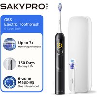 SAKYPRORAL AI Electric Toothbrush with Smart Display for Adults Kids | 150-Day Rechargeable Toothbrush, Real-Time Map | 3-Min Timer, Travel Case | Teens Sonic Toothbrush Gift (G5S Black)