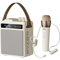 MLOVE N5 alles-in-één karaoke- en PA-systeem met draadloze headset en handheld-microfoon, professionele DSP-audioprocesseur