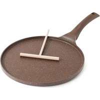 SENSARTE Nonstick Crepe Pan, Swiss Granite Coating Dosa Pan Pancake Flat Skillet Tawa Griddle 10-Inch with Stay-Cool Handle, Induction Compatible, PFOA Free (Toffee Brown)