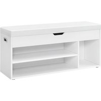 Ochama Entryway Storage Bench with Shelves, Padded Seat Shoe Organizer, Hidden Compartments, Bedroom Living Room, White