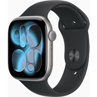 Apple Watch Series 11 GPS 46 mm spacegrijs aluminium behuizing met zwarte sportband - S/M
