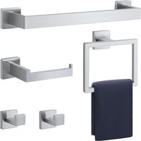 JORDAN&JUDY 5-Piece Silver Towel Rack Set, Stainless Steel, Rust-Resistant