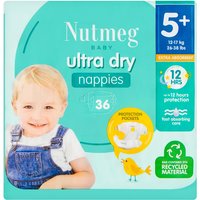 Nutmeg Baby Ultra Dry Size 5+ 13-27kg/29-60lbs 36 Nappies